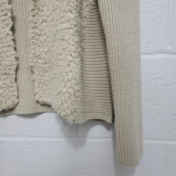 Chicos Beige Cardigan Sweater Fuzzy Shearling Size 1 (Small, 8) - Picture 7 of 10